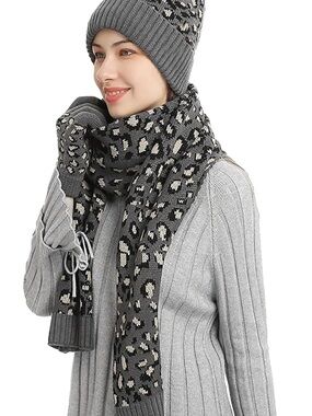 LumiSyne Winter 3 in 1 Scarf Hat Glove Set for Women